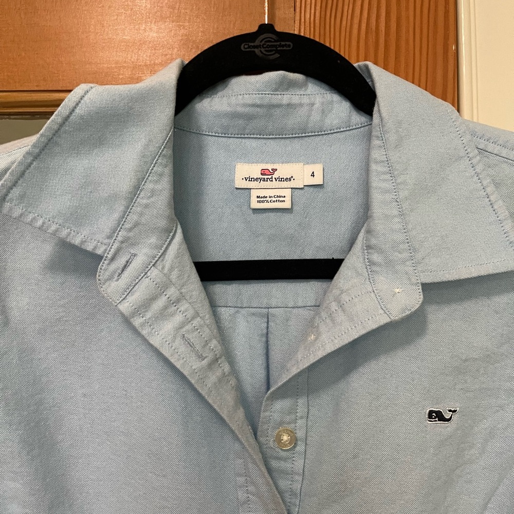 Vineyard Vines Half Button Down Blue Chambray Shi… - image 3